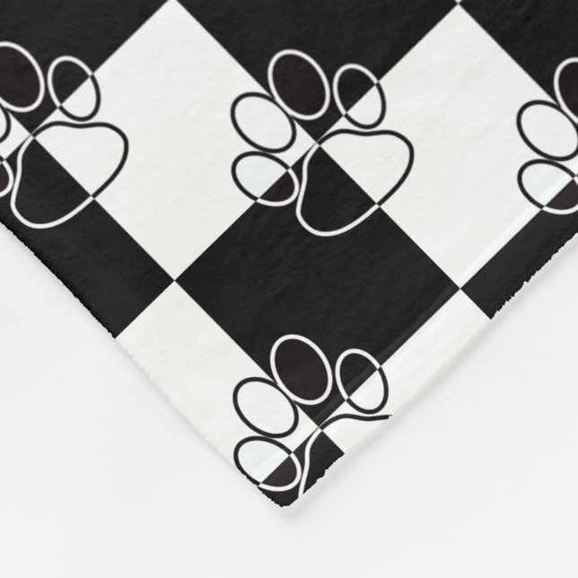 Couverture Polaire Chien noir et blanc Paw (Coin)