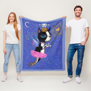 Couverture Polaire Chien poilu de dents Boston Terrier Pink Tutu Crow