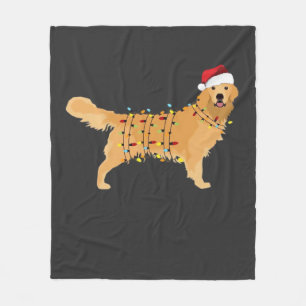 Couverture Polaire Chien Retriever Doré Vacances Lumière de Noël Esse