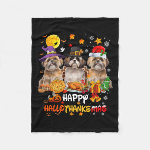 Couverture Polaire Chien Shih Tzu Joyeux Halloween Thanksgiving Joyeu