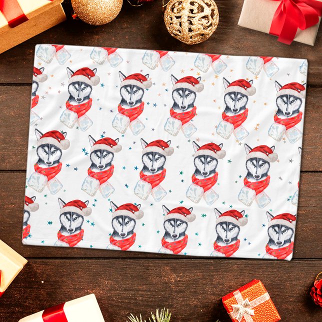 Couverture Polaire Chien sibérien Husky race Étoiles de Noël (Créateur téléchargé)