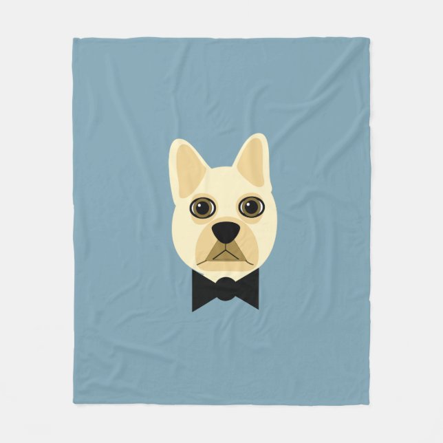 Couverture Polaire Chien-taureaux français avec bleu-bowtie (Devant)