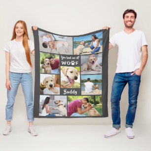 Couverture Polaire Chien VOUS M'AVEZ EU À WOOF 9 Photo Collage Grey