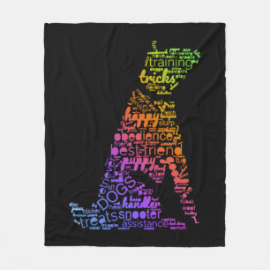 Couverture Polaire Chien Word Cloud (chien arc-en-ciel)