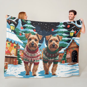 Couverture Polaire Chiens Biewer Terrier Noël Neige Fêtes