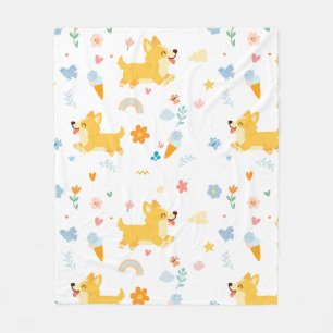 Couverture Polaire chiens corgis dessin animé drôles