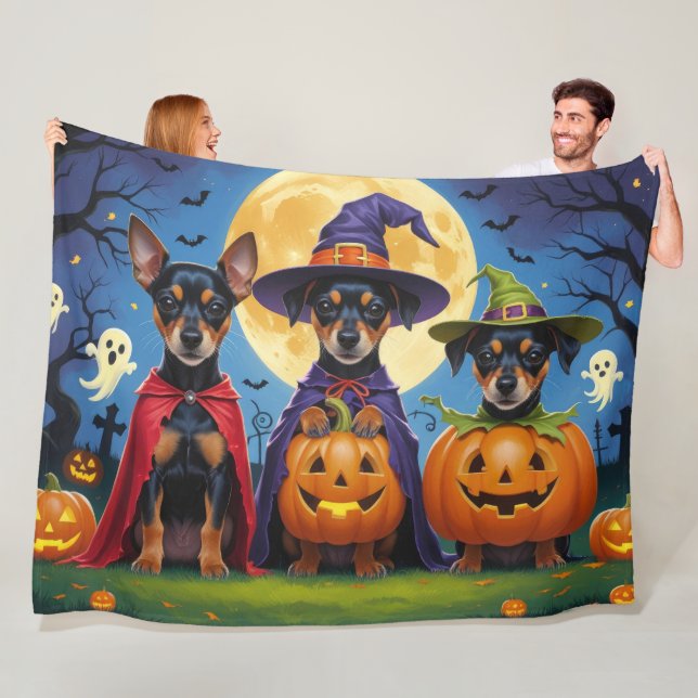 Couverture Polaire Chiens d'Affenpinscher Citrouille Halloween Funny (En situation)
