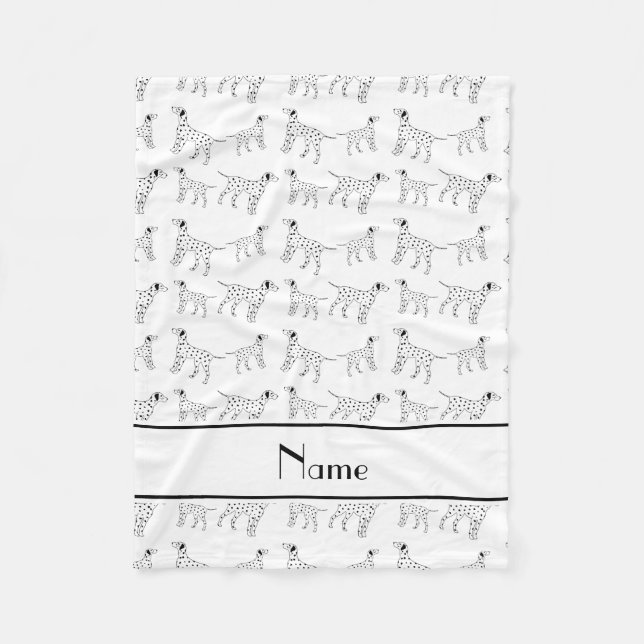 Couverture Polaire Chiens dalmatiens blancs nommés personnalisés (Devant)