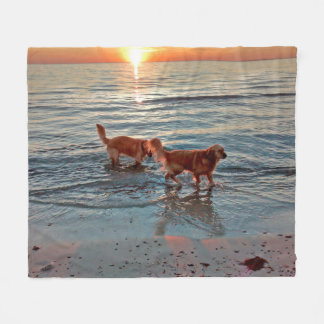 Couverture Polaire Chiens d'arrêt d'or au jet d'ouatine de coucher du