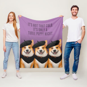 Couverture Polaire Chiens de Corgi Chic Cute Portant Des Berets Et De