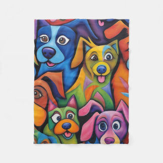 Couverture Polaire Chiens de dessin animé abstraits complètement cool