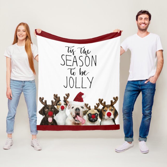 Couverture Polaire Chiens De Noël - C'Est La Saison D'Être Jolly - (En situation)