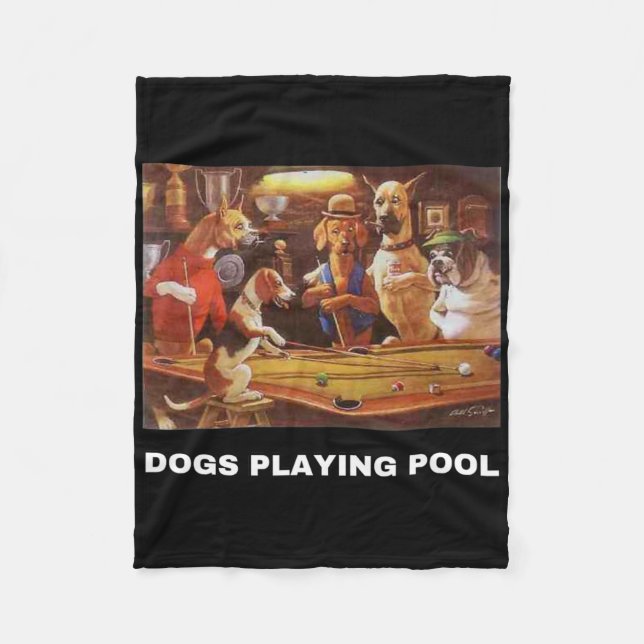 Couverture Polaire Chiens Jouer Pool Art Travail Chiots Snooker Poche (Devant)
