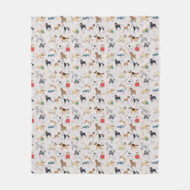 Couverture Polaire Chiens mignons Design Motif Blanc (Devant)