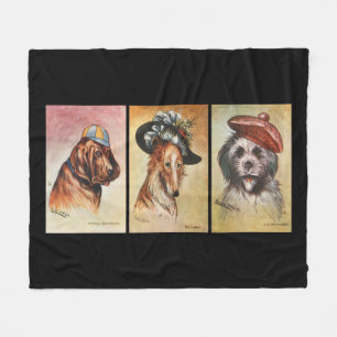 Couverture Polaire Chiens, triptyque de dessin animé