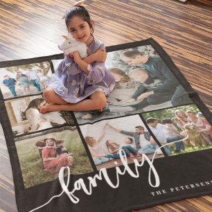 Couverture Polaire Chiffre de la famille de collage photo moderne