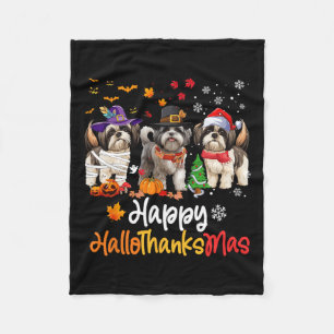 Couverture Polaire Chih Tzu Chien Halloween Noël Joyeux Hallomerci