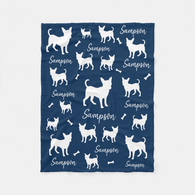 Couverture Polaire Chihuahua Blanket cadeau personnalisé chien (Devant)