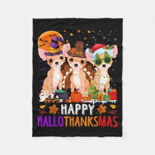 Couverture Polaire Chihuahua Chien Heureux Hallothanksmas Halloween
