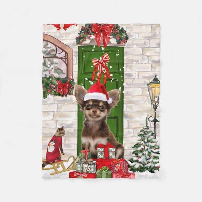 Couverture Polaire Chihuahua Chien Noël (Devant)