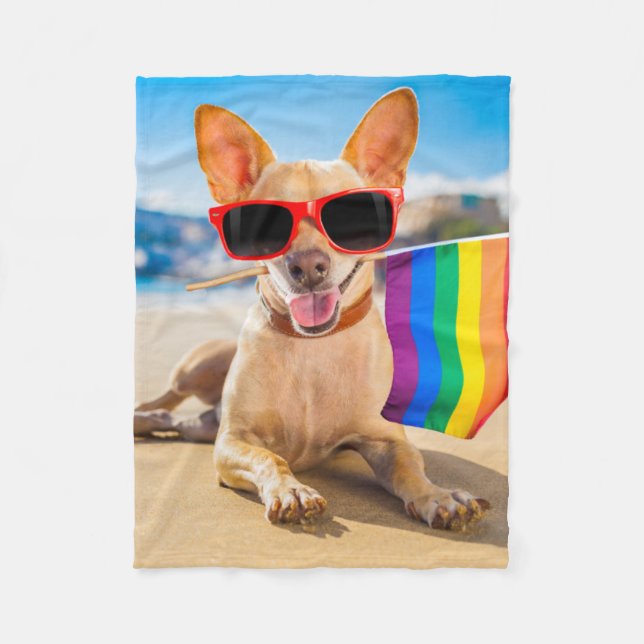 Couverture Polaire Chihuahua Dog à la plage (Devant)