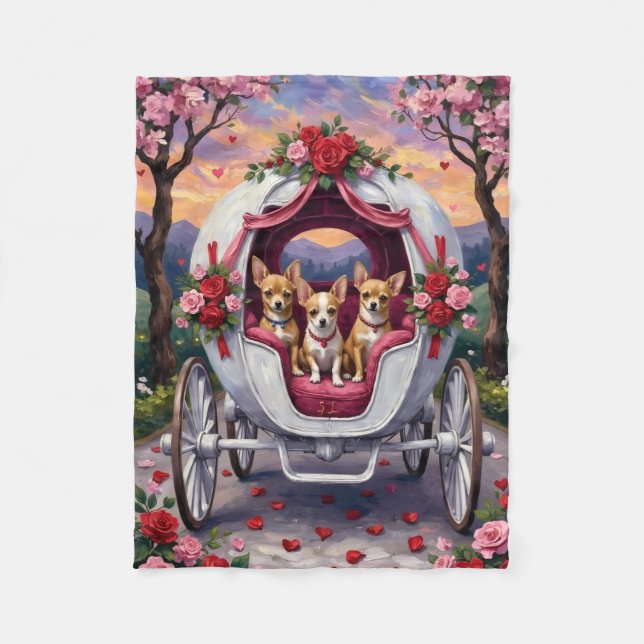 Couverture Polaire Chihuahua Dog Valentine's Day (Devant)