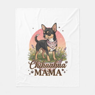 Couverture Polaire Chihuahua Mama Chien Bandana Floral Rose_1