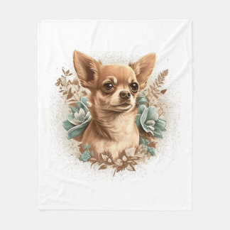 Couverture Polaire Chihuahua mignon chien de belles fleurs fille