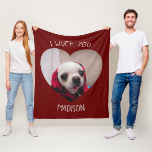 Couverture Polaire Chihuahua mignon wua vous aimez Saint Valentin pho