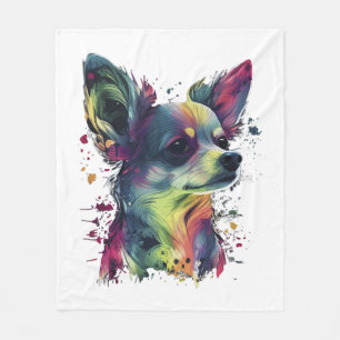 Couverture Polaire Chihuahua peinture Abstraite couleur mignonne chie