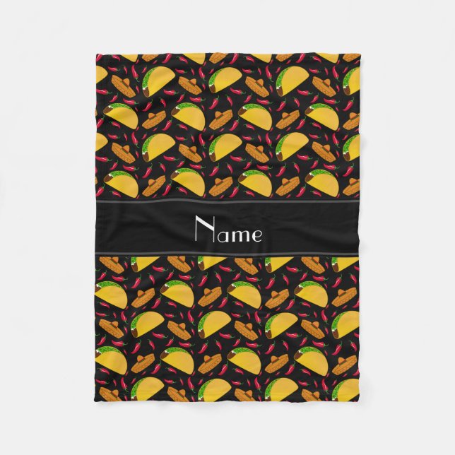 Couverture Polaire Chilis noirs nommés personnalisés de sombreros de (Devant)