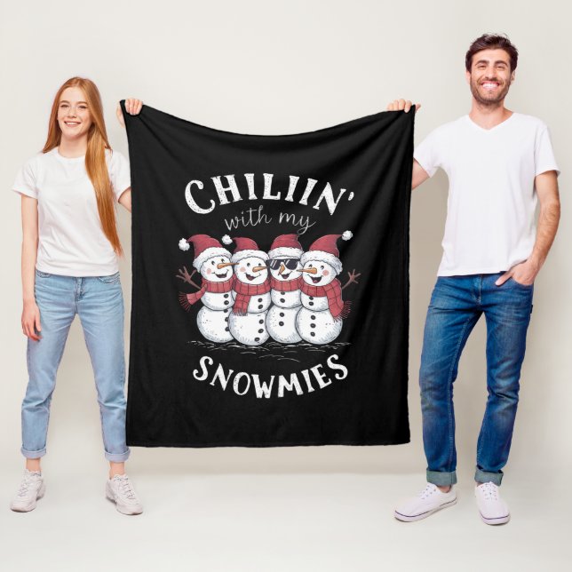 Couverture Polaire Chillin de Noël Snowman avec mes neiges Cadeau (En situation)