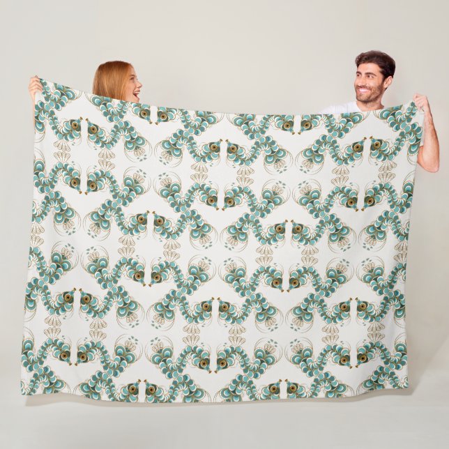 Couverture Polaire Chimera - Peacock Seahorse Fleece Blanche
