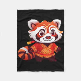 Couverture Polaire Chinese Kids Girls Boys Funny Red Panda Lion Dance