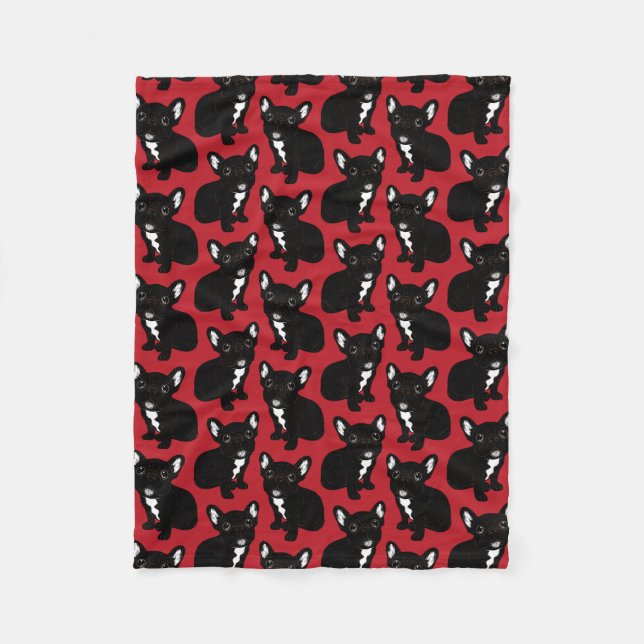 Couverture Polaire Chiot Brindle mignon de Frenchie (Devant)