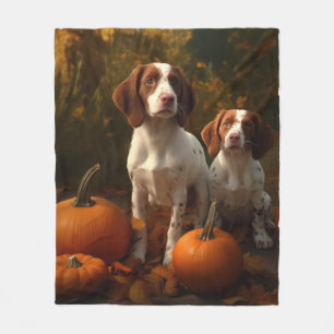 Couverture Polaire Chiot Brittany Spaniel Délice d'Automne Citrouille