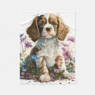 Couverture Polaire Chiot Cavalier Spaniel Adorable