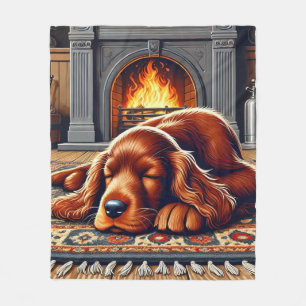 Couverture Polaire Chiot de coin irlandais dormant au coin d'une chem