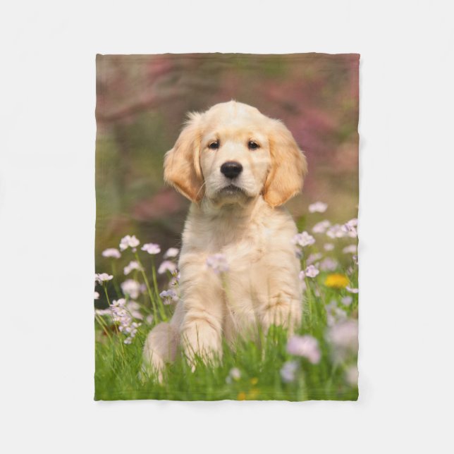 Couverture Polaire Chiot mignon de chien de golden retriever, (Devant)