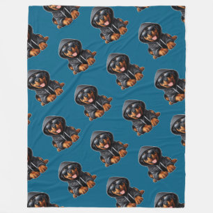 Couverture Polaire Chiot Rottweiler en Sweatshirt à capuchon