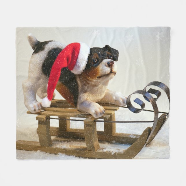 Couverture Polaire Chiot sur un traîneau (Devant (Horizontal))