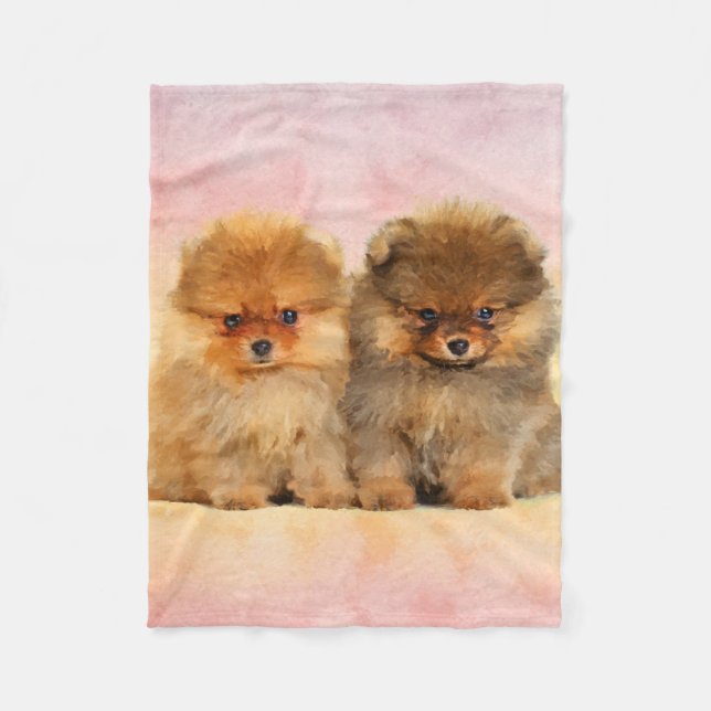 Couverture Polaire Chiots allemands mignons de Spitz de Pomeranian (Devant)