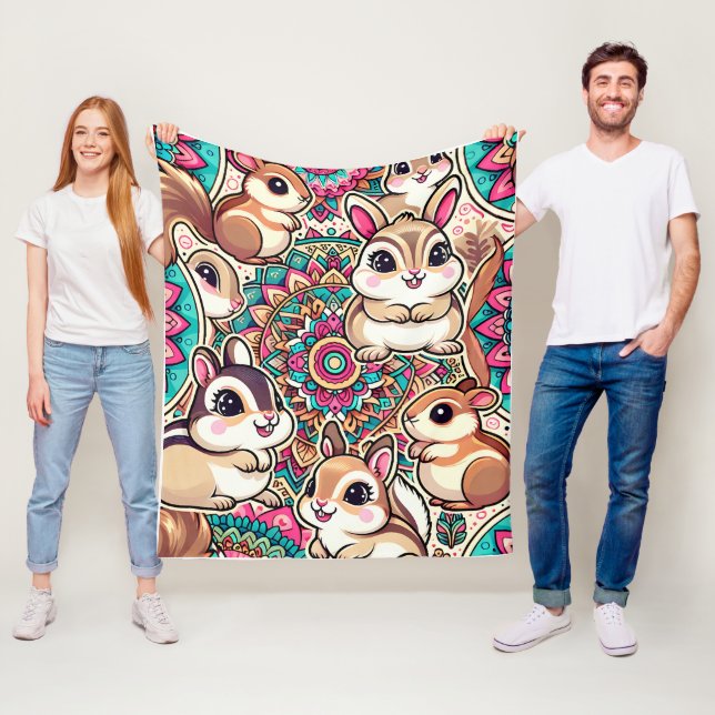 Couverture Polaire "Chipmunks & Cottontails" (En situation)