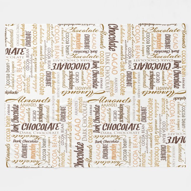 Couverture Polaire Chocolat, amandes et nuage foncé de mot de (Devant (Horizontal))
