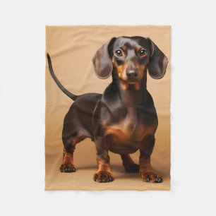 Couverture Polaire Chocolat et chien Tan Dachshund