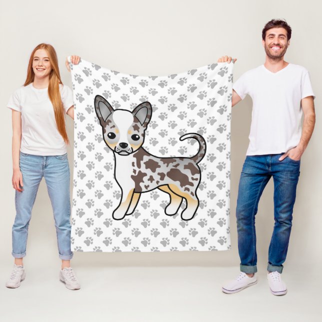 Couverture Polaire Chocolat Merle Smooth Coat Chihuahua Chig & Paws (En situation)