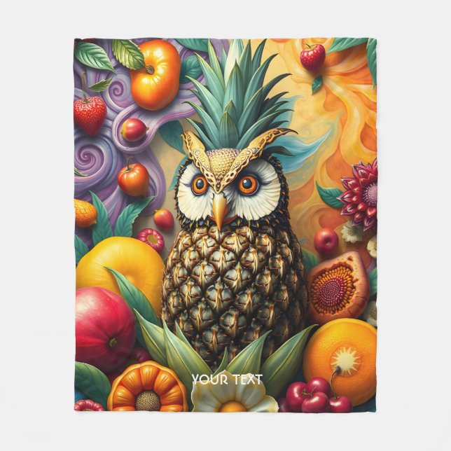 Couverture Polaire Chouette d'ananas serène mignonne Imaginaire (Devant)