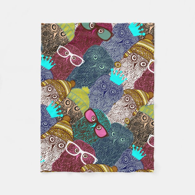 Couverture Polaire Chouette dans la couronne (Devant)