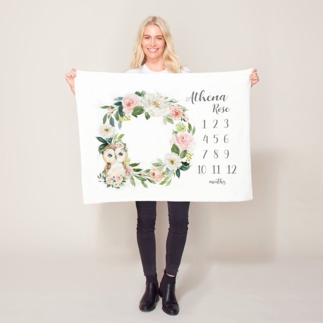 Couverture Polaire Chouette Fille Jalon Blanche, Chouette mensuelle V (En situation)