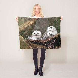 Couverture Polaire Chouette Harfang Couple Art Bois Faune